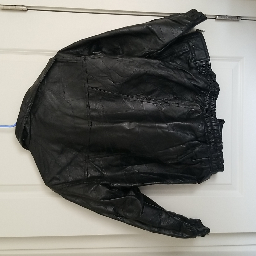 Italian Stone Genuine Leather Patchwork Leather Jacket